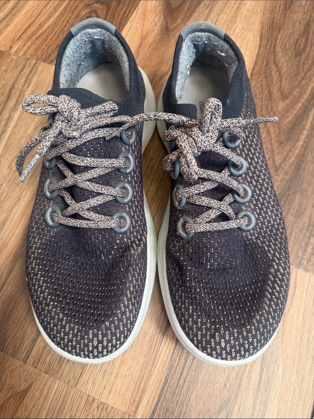 allbirds Women's Knit Lace-Up Sneakers - Black with Tan Accents